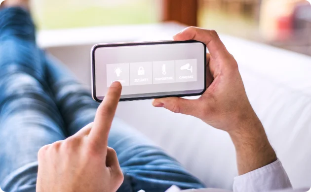 User-friendly mobile application interface for remote smart home automation and camera monitoring.