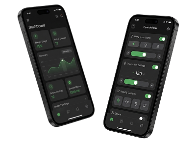 Light package — two iPhones with dashboard UI