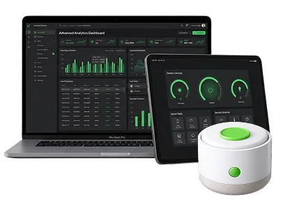 System package — Macbook and Ipad with dashboard UI